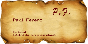 Paki Ferenc névjegykártya